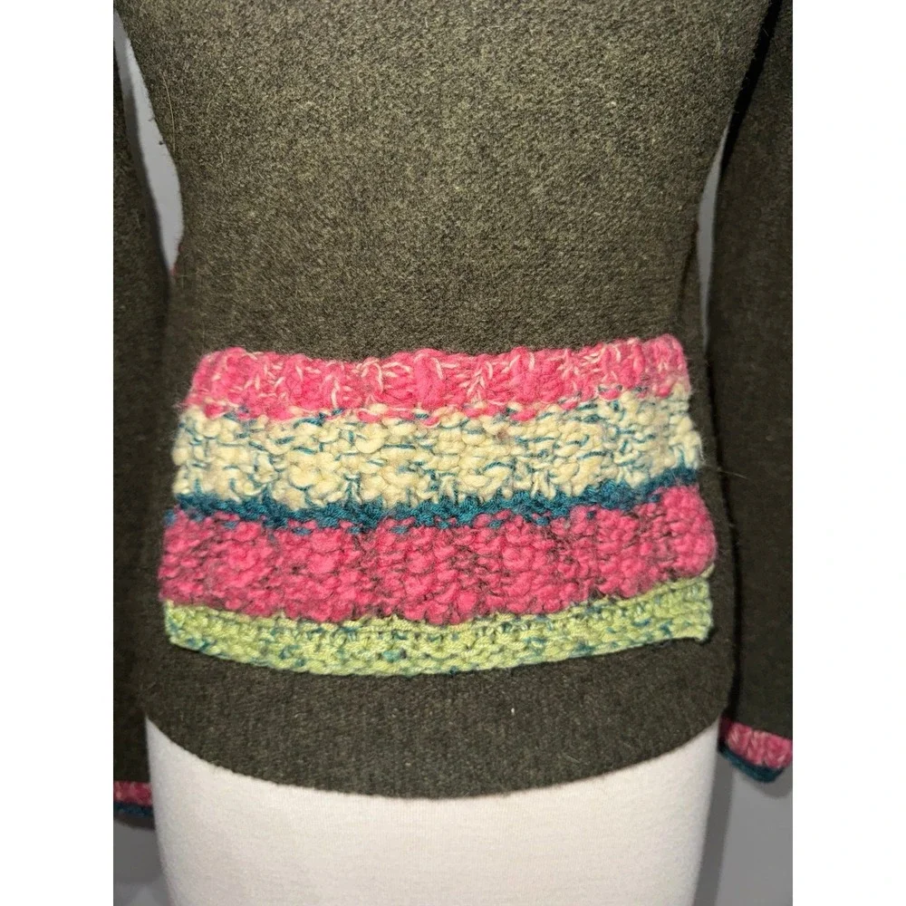 Free People hooded wool slim fit green and‎ pink Kangaroo pocket sweater medium